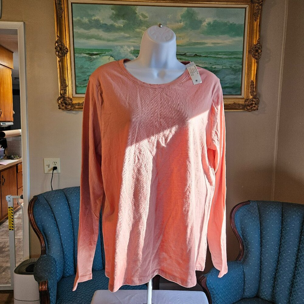 Time and Tru NWT Long Sleeved Tee Rose Size Large-Item #604